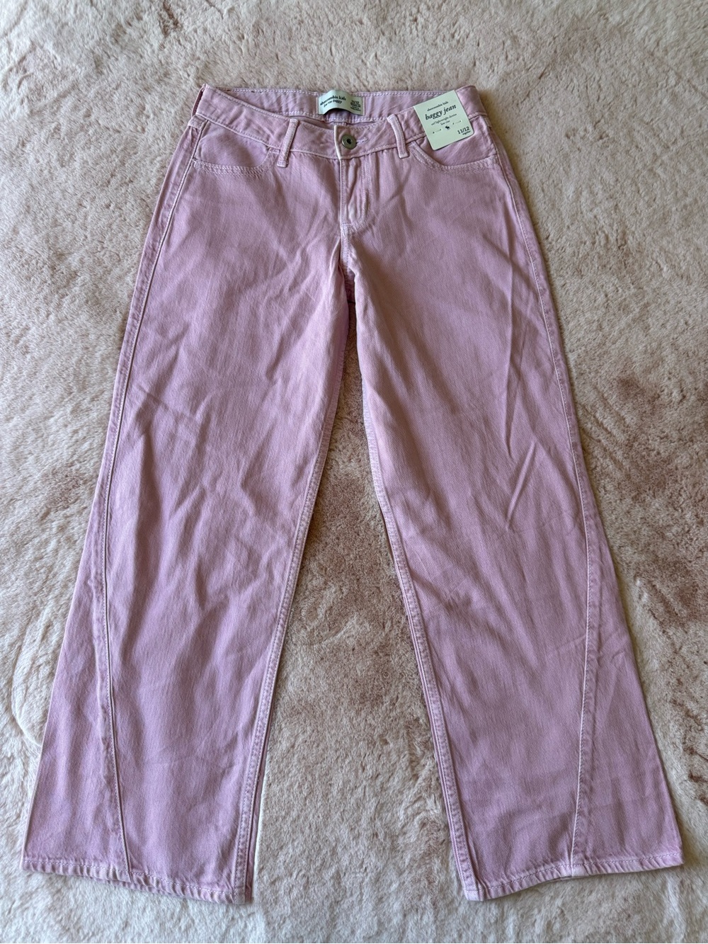 NWT Abercrombie Kids Baggy Jeans Light pink/purple Size 11/12